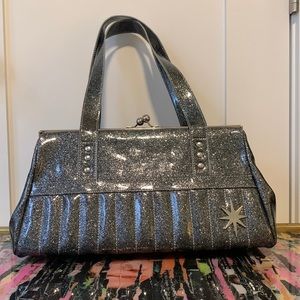 Lux De Ville Blue and Black Starburst Sparkle Purse